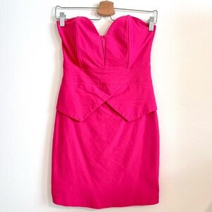 Hot Pink Strapless Bodycon Dress